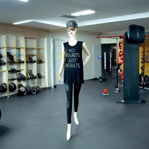 Women’s Tank Top CHIN UP Apparel Black White Print  Tank Sleeveless Athletic Top